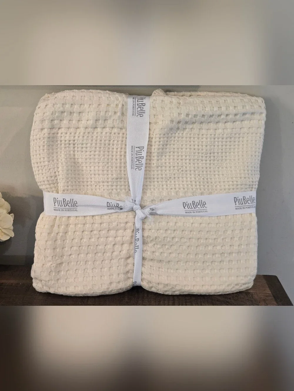 Piubelle Piu Belle Matelasse Queen Waffle  Cotton Ceeam Coverlet BlanketPortugal